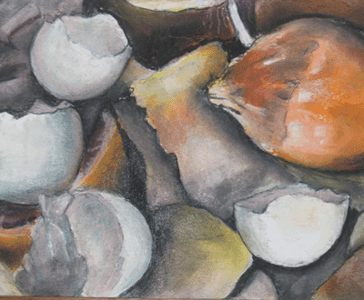 Pastel of eggshells and onion