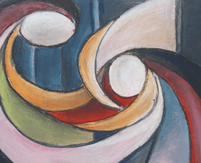 Colorful abstract of two figures