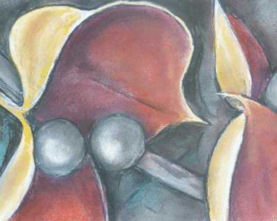 Pastel of abstract flowers