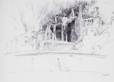 sketch of a waterfall