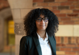Photograph of Monica Styles in the Humanities Quadrangle at Yale